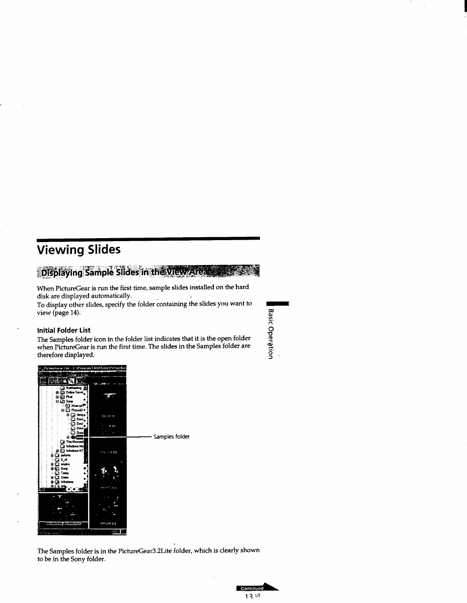 Viewing slides, Bfspfaying‘§ample slidfesl, Initial folder list | Sony DCR-TRV10 User Manual | Page 148 / 163