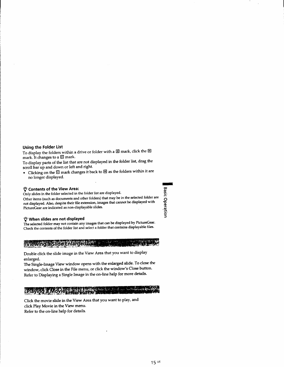 Using the folder list, Contents of the view area, When slides are not displayed | Sony DCR-TRV10 User Manual | Page 150 / 163