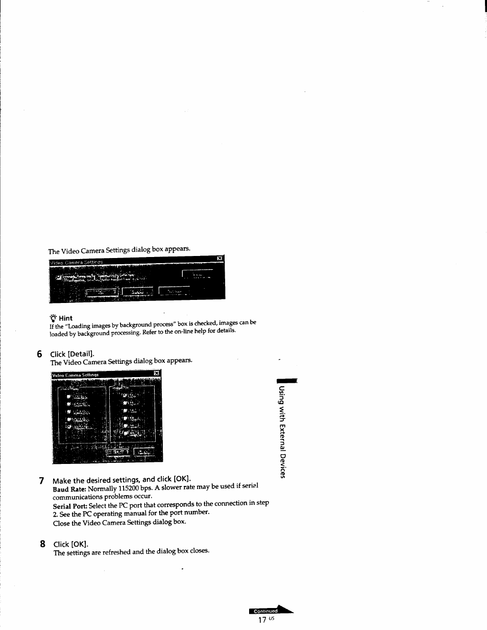 Hint, 6click [detail, Make the desired settings, and click [ok | 8 click [ok | Sony DCR-TRV10 User Manual | Page 152 / 163