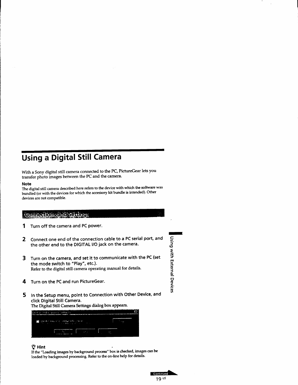 Using a digital still camera | Sony DCR-TRV10 User Manual | Page 154 / 163