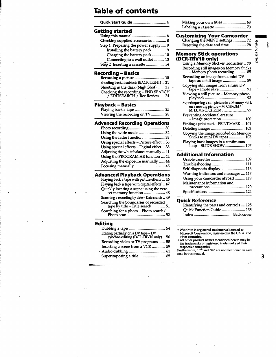 Sony DCR-TRV10 User Manual | Page 3 / 163