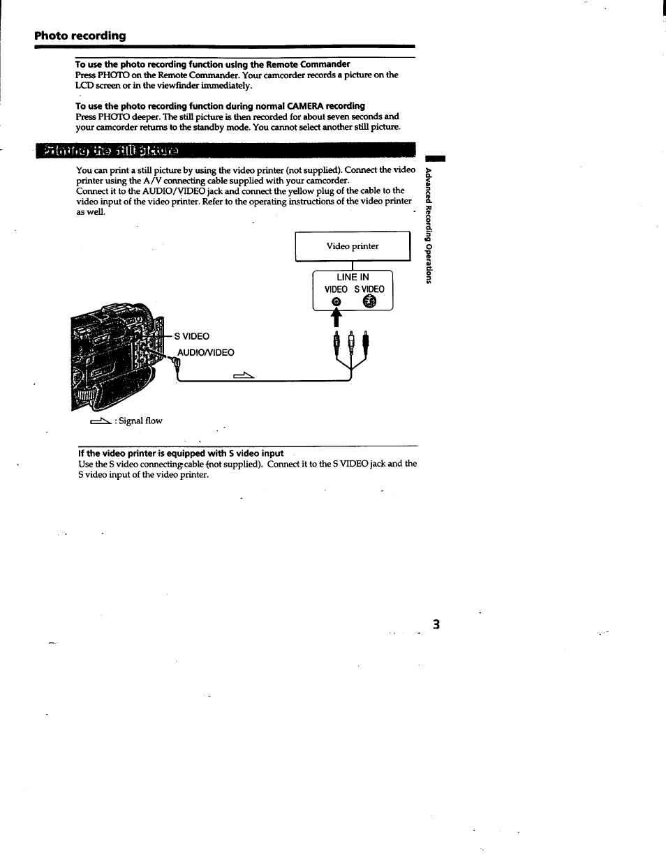 Photo recording, S video audio/video | Sony DCR-TRV10 User Manual | Page 31 / 163