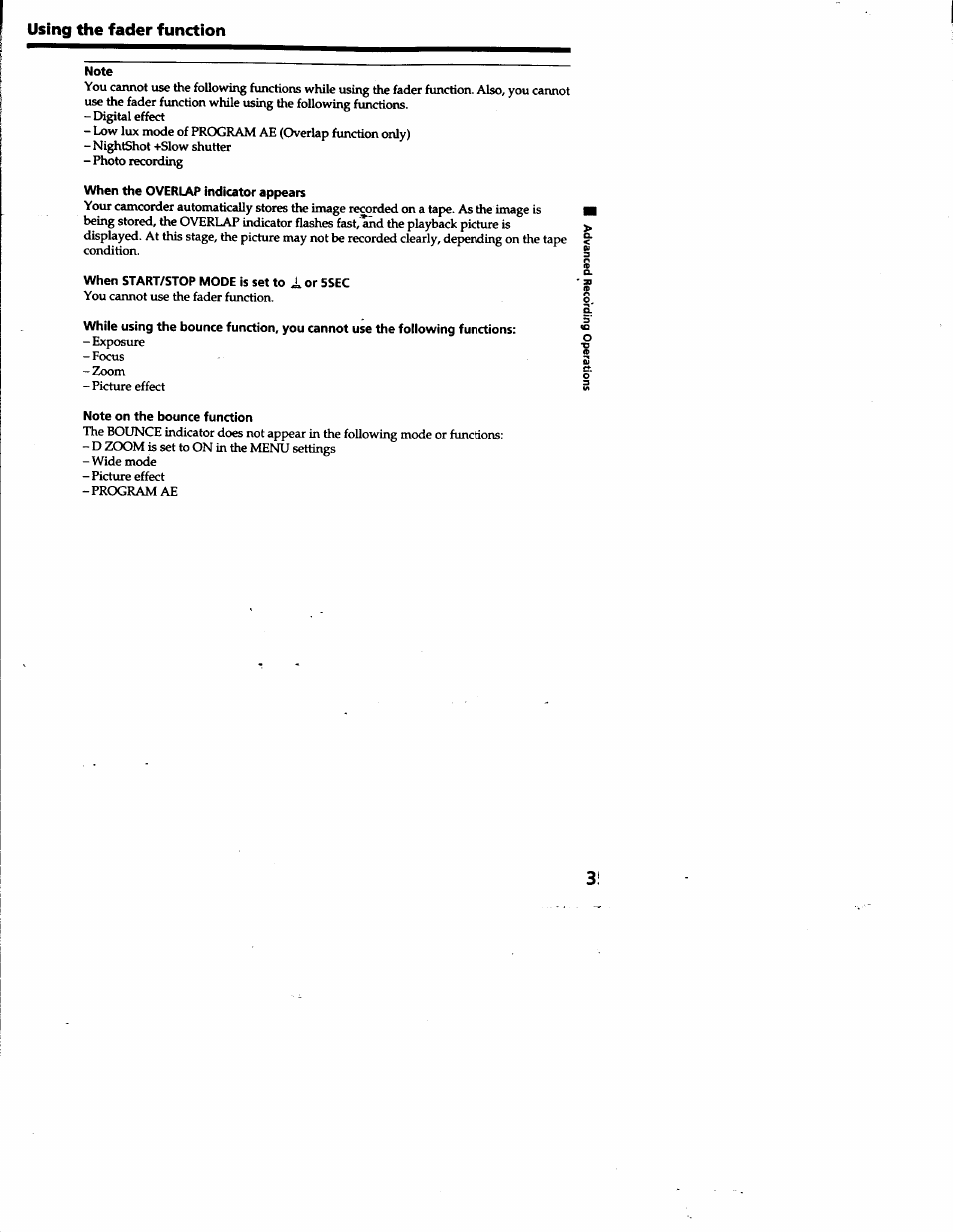 Using the fader function | Sony DCR-TRV10 User Manual | Page 35 / 163