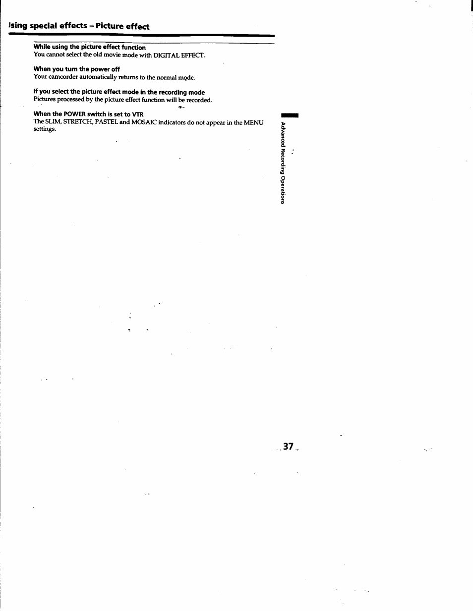 Ising special effects - picture effect | Sony DCR-TRV10 User Manual | Page 37 / 163