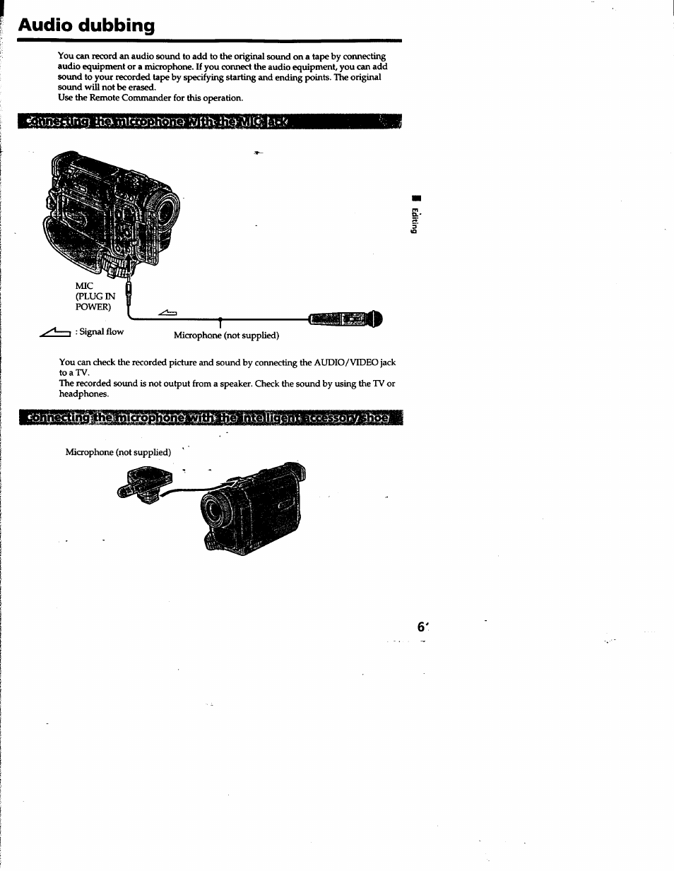 Audio dubbing, Ambmmaa | Sony DCR-TRV10 User Manual | Page 62 / 163