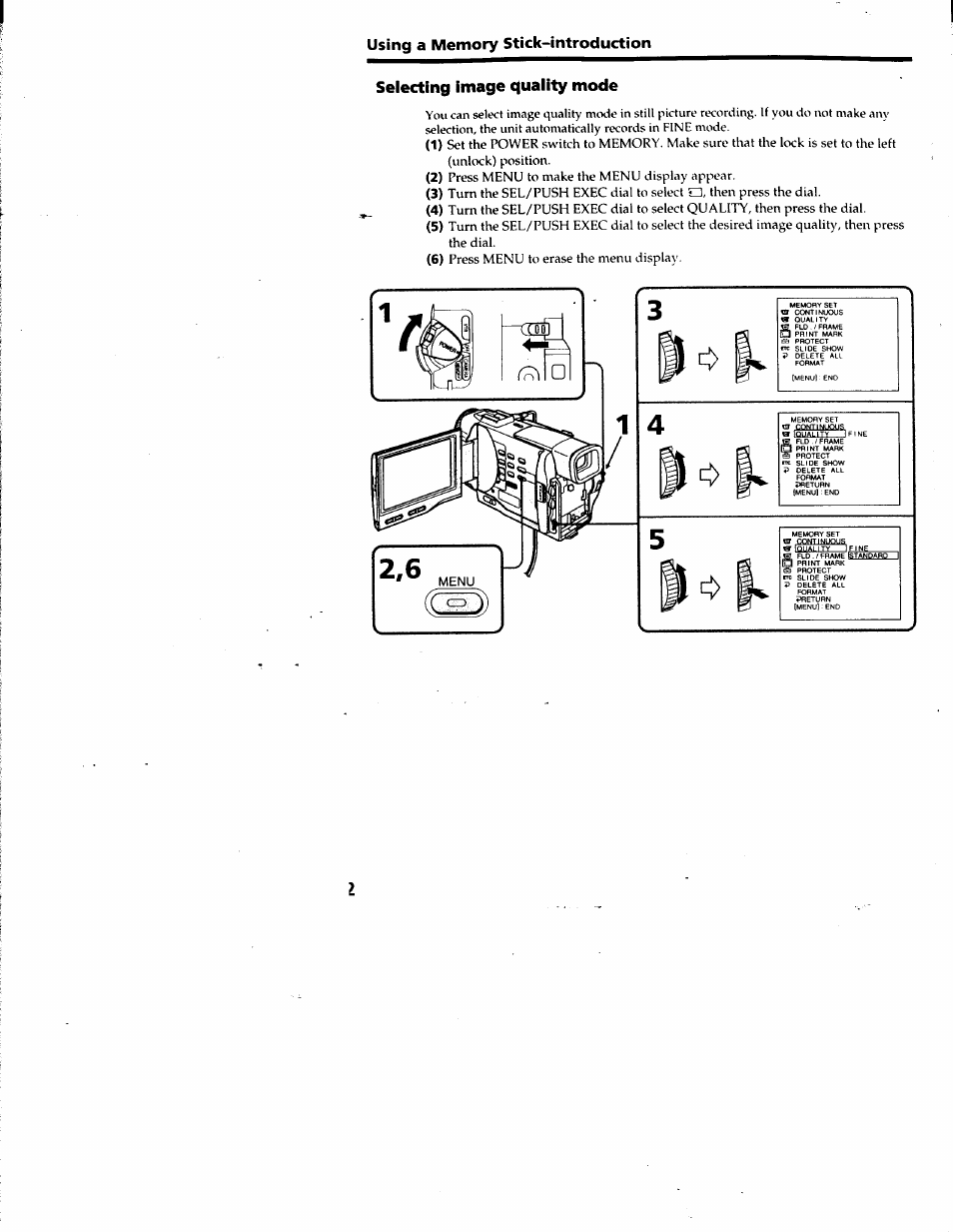 Selecting image guality mode | Sony DCR-TRV10 User Manual | Page 82 / 163