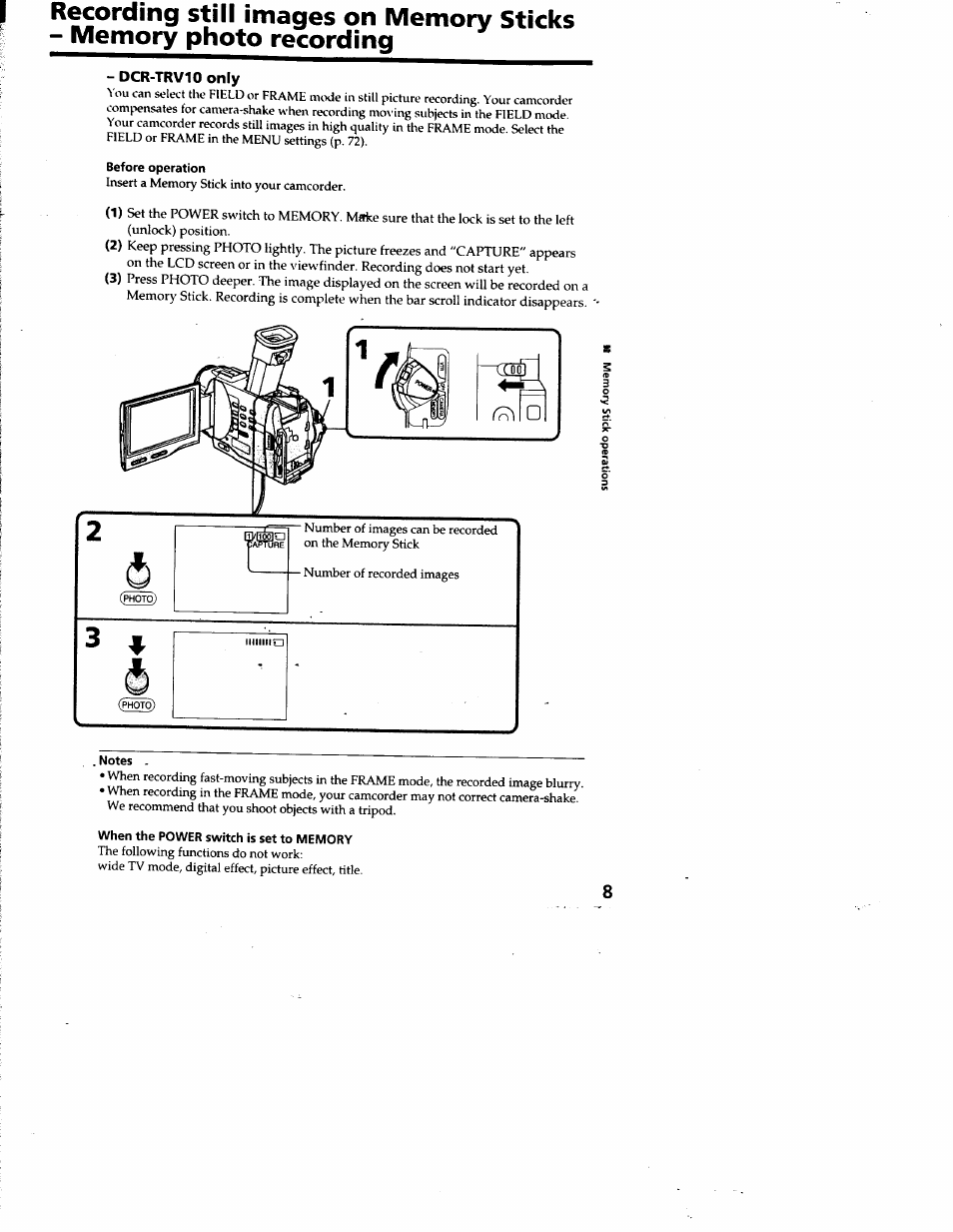 Dcr-trv10 only, Before operation | Sony DCR-TRV10 User Manual | Page 85 / 163