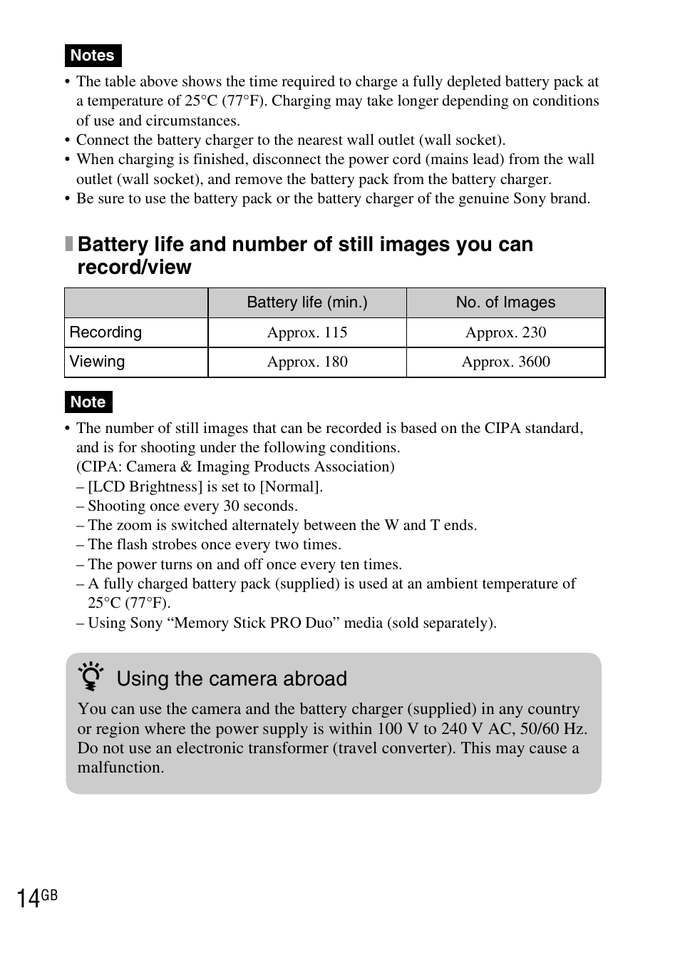 Using the camera abroad | Sony DSC-TX7 User Manual | Page 14 / 64