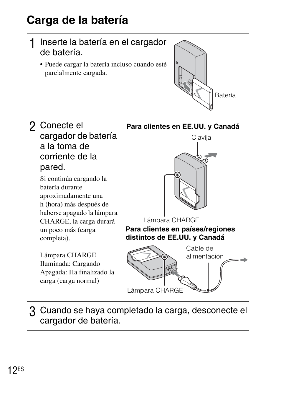 Carga de la batería | Sony DSC-TX7 User Manual | Page 42 / 64