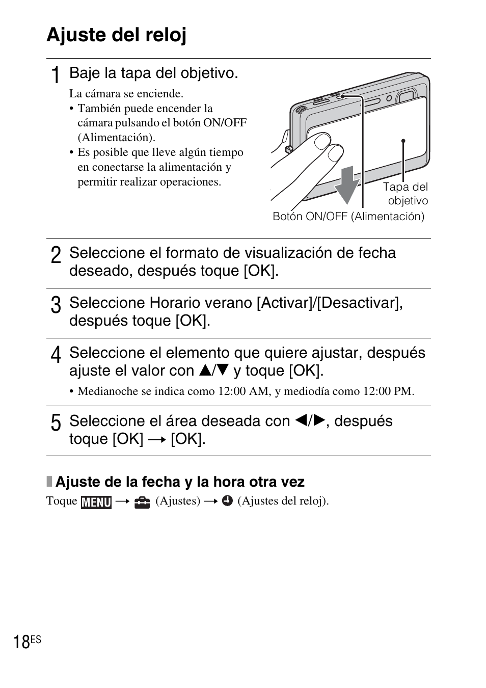 Ajuste del reloj | Sony DSC-TX7 User Manual | Page 48 / 64