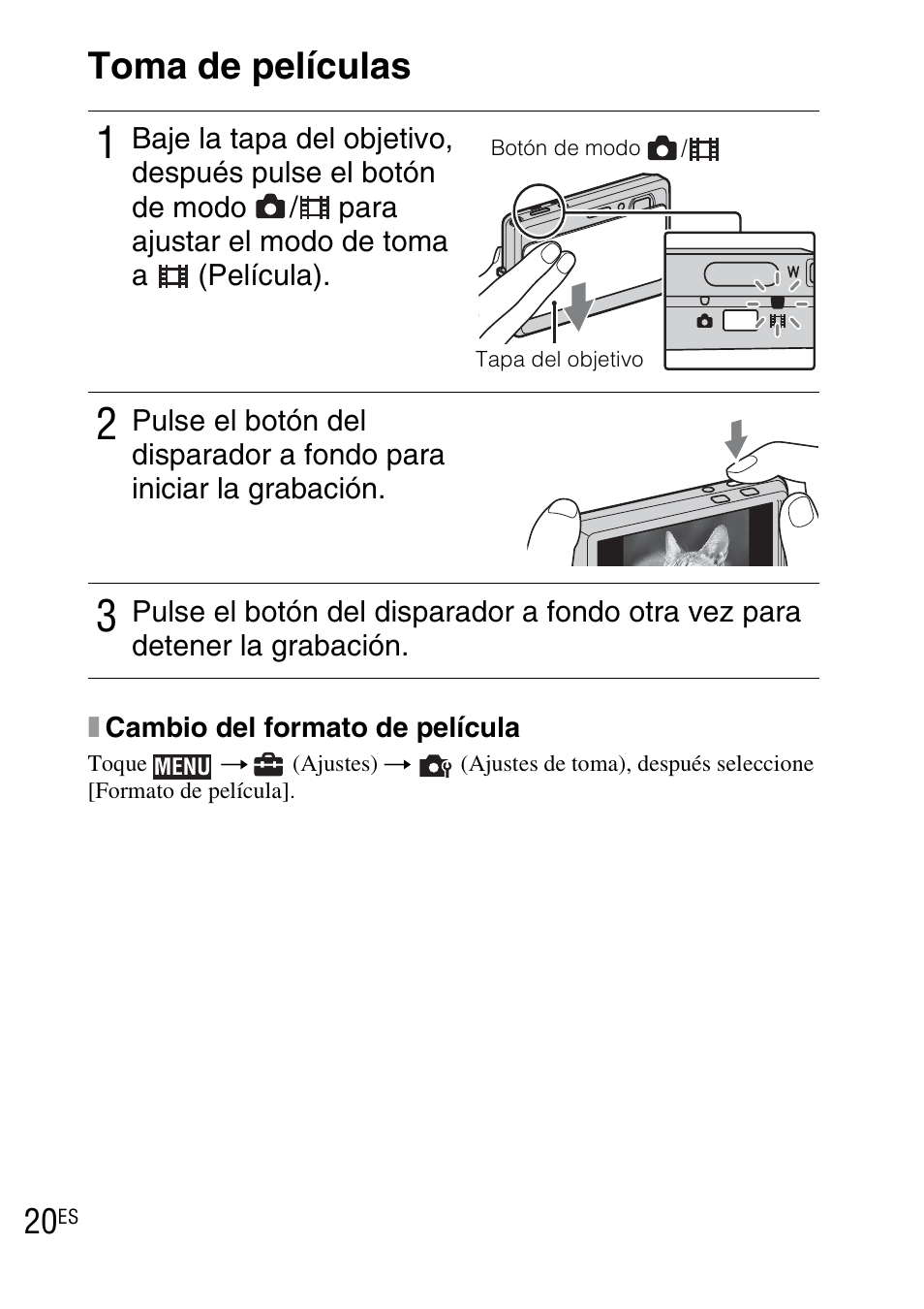 Toma de películas | Sony DSC-TX7 User Manual | Page 50 / 64