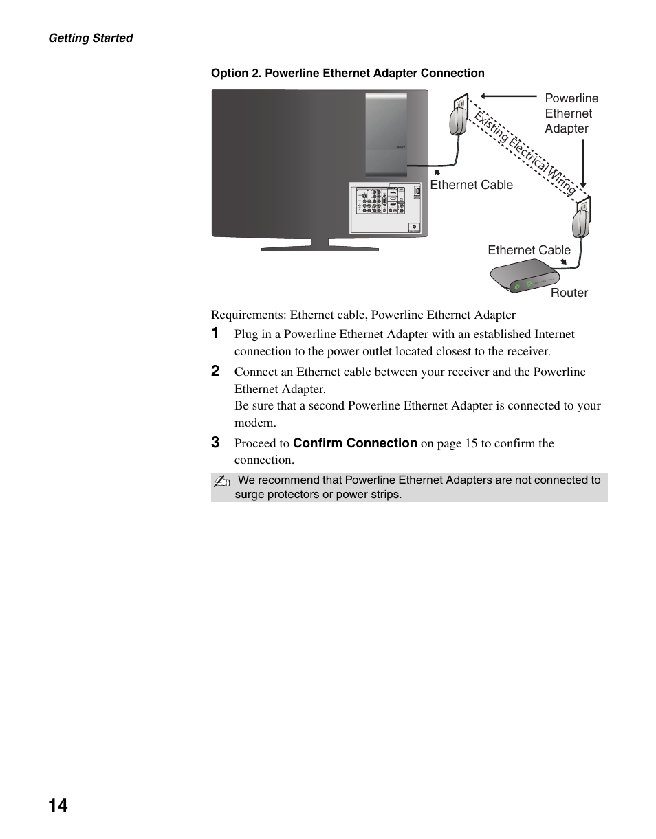 Ethernet cable | Sony KDL-40WL140 User Manual | Page 14 / 48