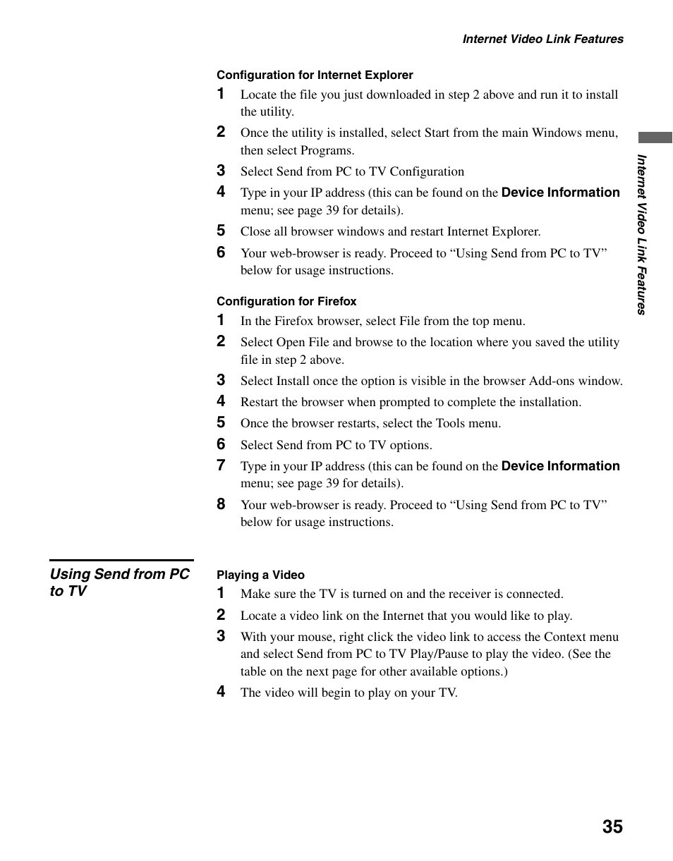 Using send from pc to tv | Sony KDL-40WL140 User Manual | Page 35 / 48