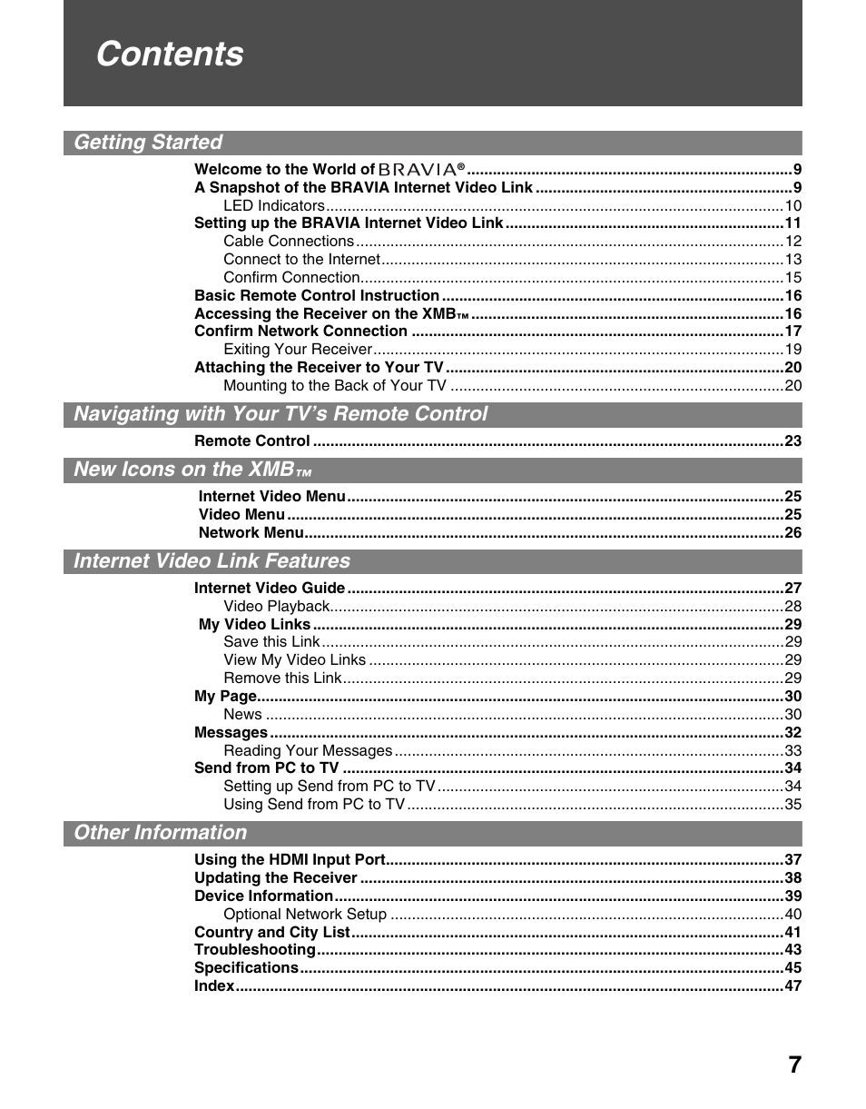 Sony KDL-40WL140 User Manual | Page 7 / 48