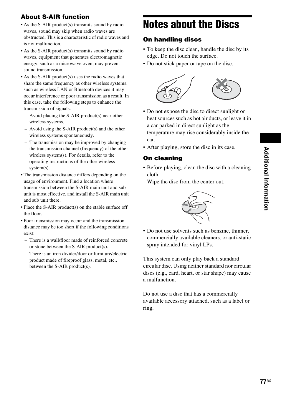 Notes about the discs | Sony DAV-HDX287WC User Manual | Page 77 / 100