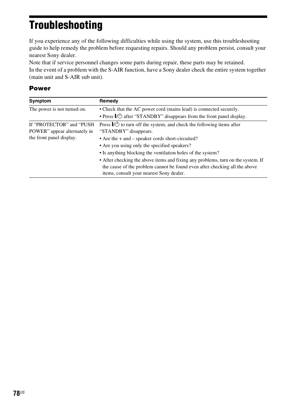 Troubleshooting | Sony DAV-HDX287WC User Manual | Page 78 / 100