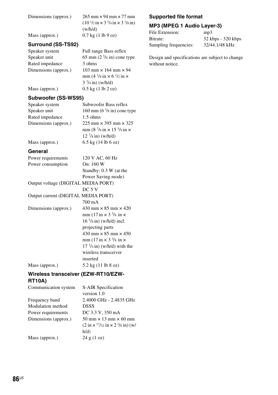 Sony DAV-HDX287WC User Manual | Page 86 / 100