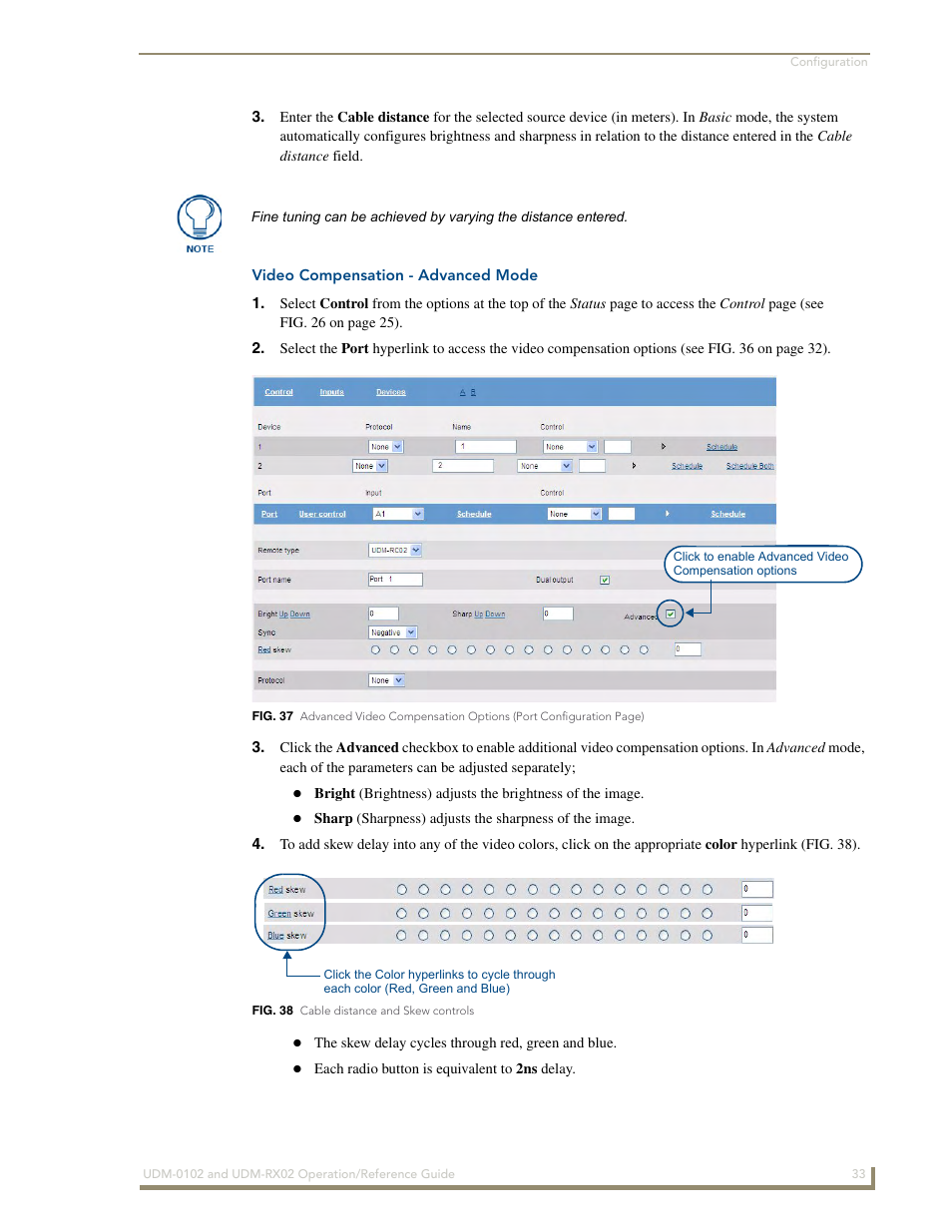 Video compensation - advanced mode | AMX UDM-0102 User Manual | Page 45 / 82