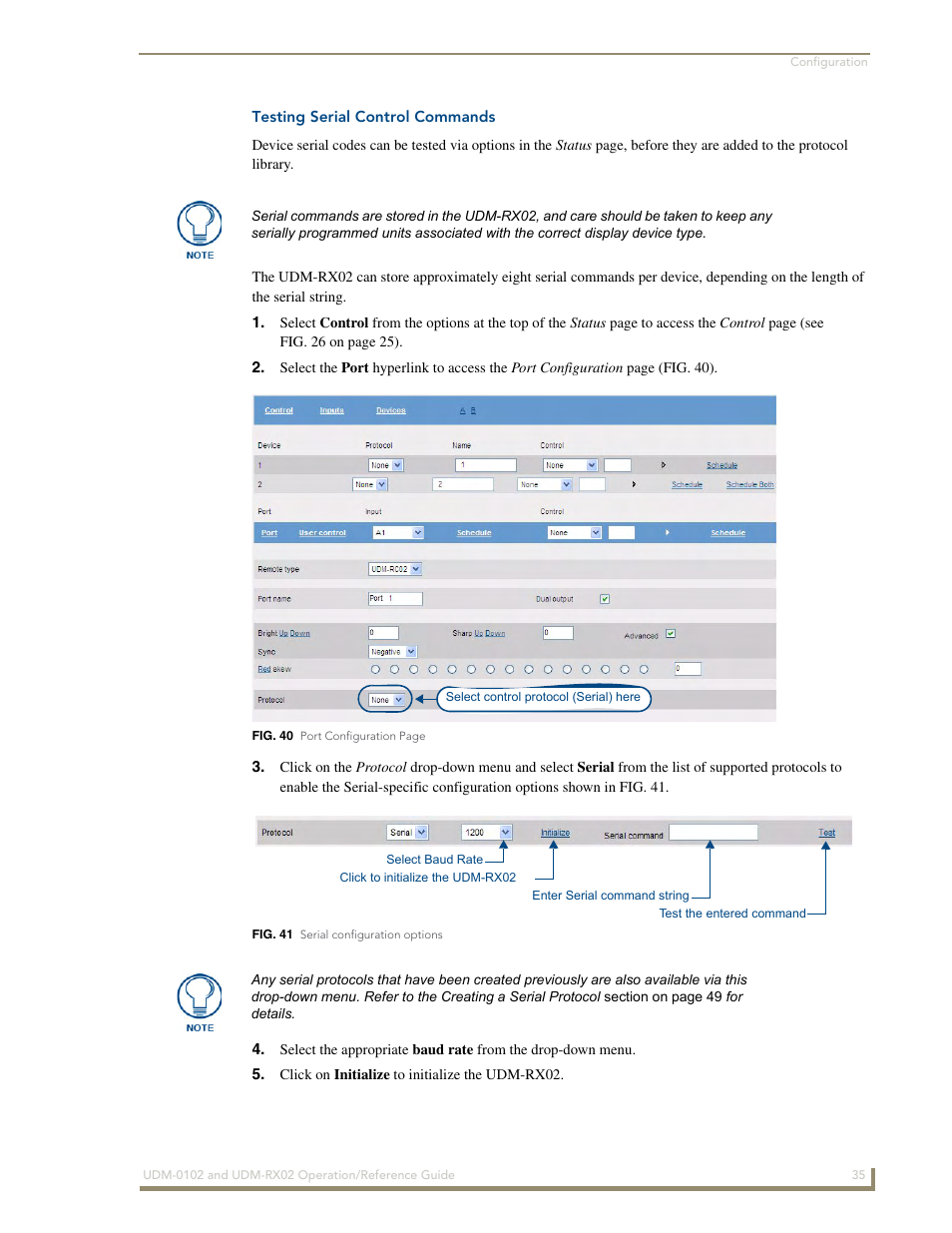 Testing serial control commands | AMX UDM-0102 User Manual | Page 47 / 82