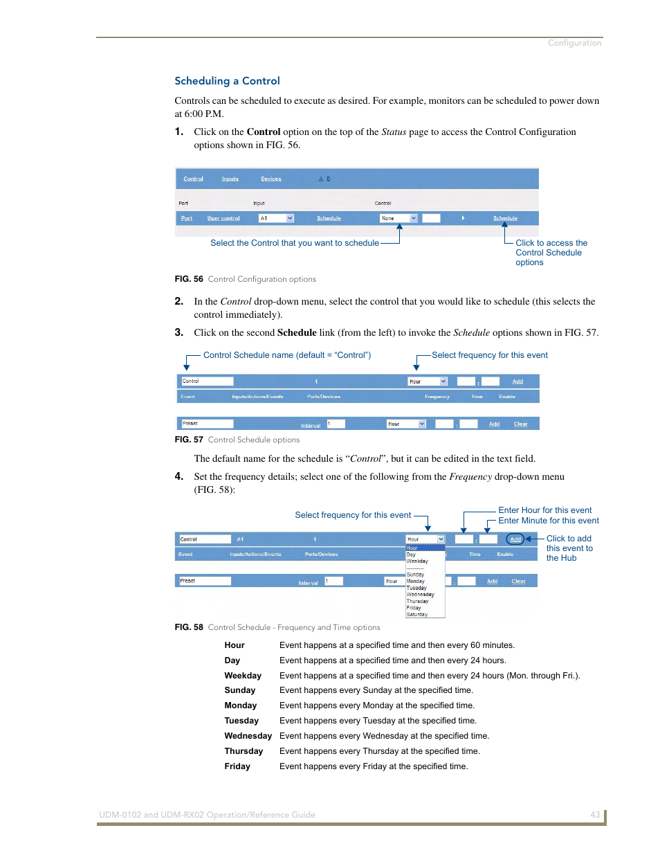 Scheduling a control | AMX UDM-0102 User Manual | Page 55 / 82