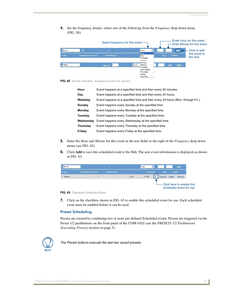 Preset scheduling | AMX UDM-0102 User Manual | Page 57 / 82