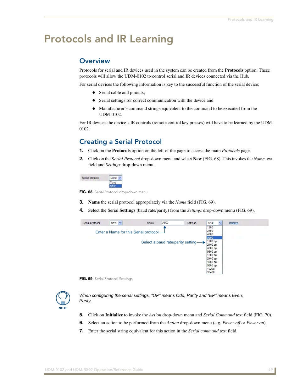 Protocols and ir learning, Overview, Creating a serial protocol | AMX UDM-0102 User Manual | Page 61 / 82