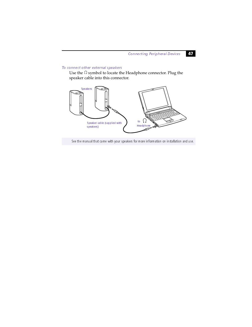 To connect other external speakers | Sony PCG-505F User Manual | Page 59 / 118