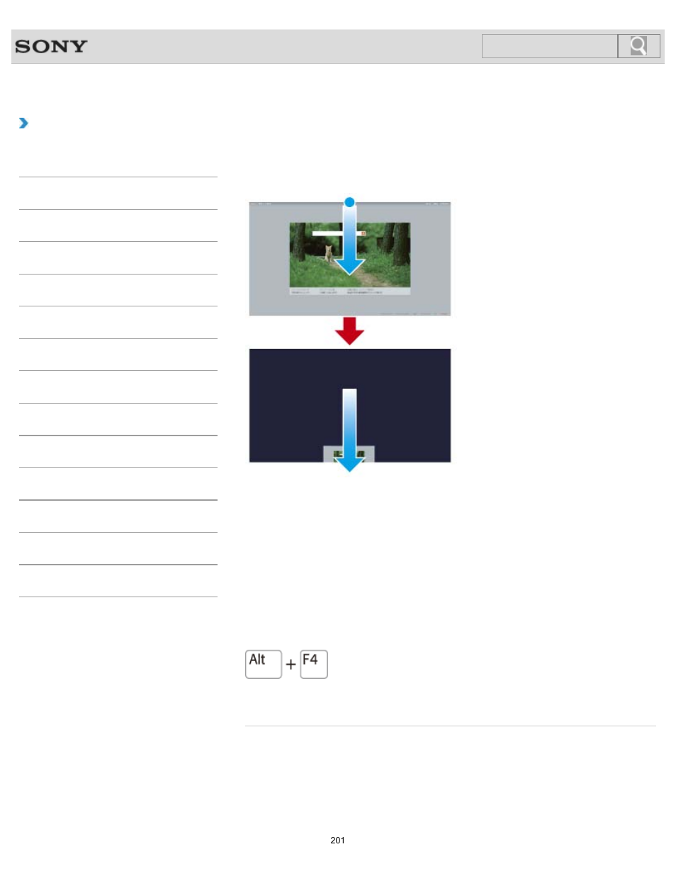 Closing apps, How to use, Search | Sony SVL241290X User Manual | Page 201 / 535