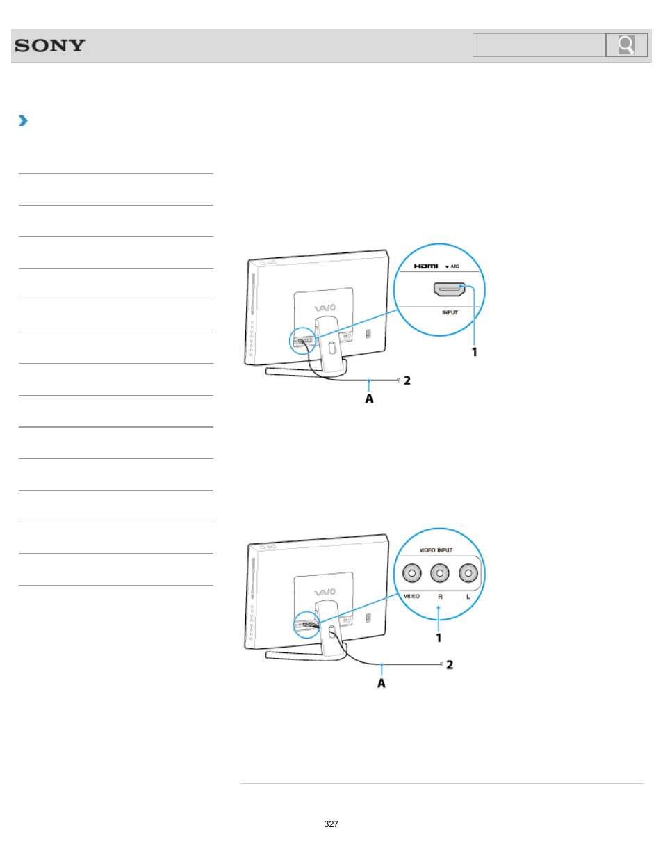 Connecting a vcr or dvd player, Details, How to use | Search | Sony SVL241290X User Manual | Page 327 / 535