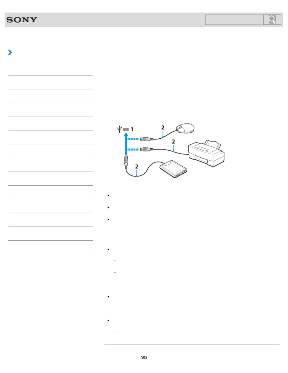 Connecting a usb device, Details, How to use | Search | Sony SVL241290X User Manual | Page 353 / 535