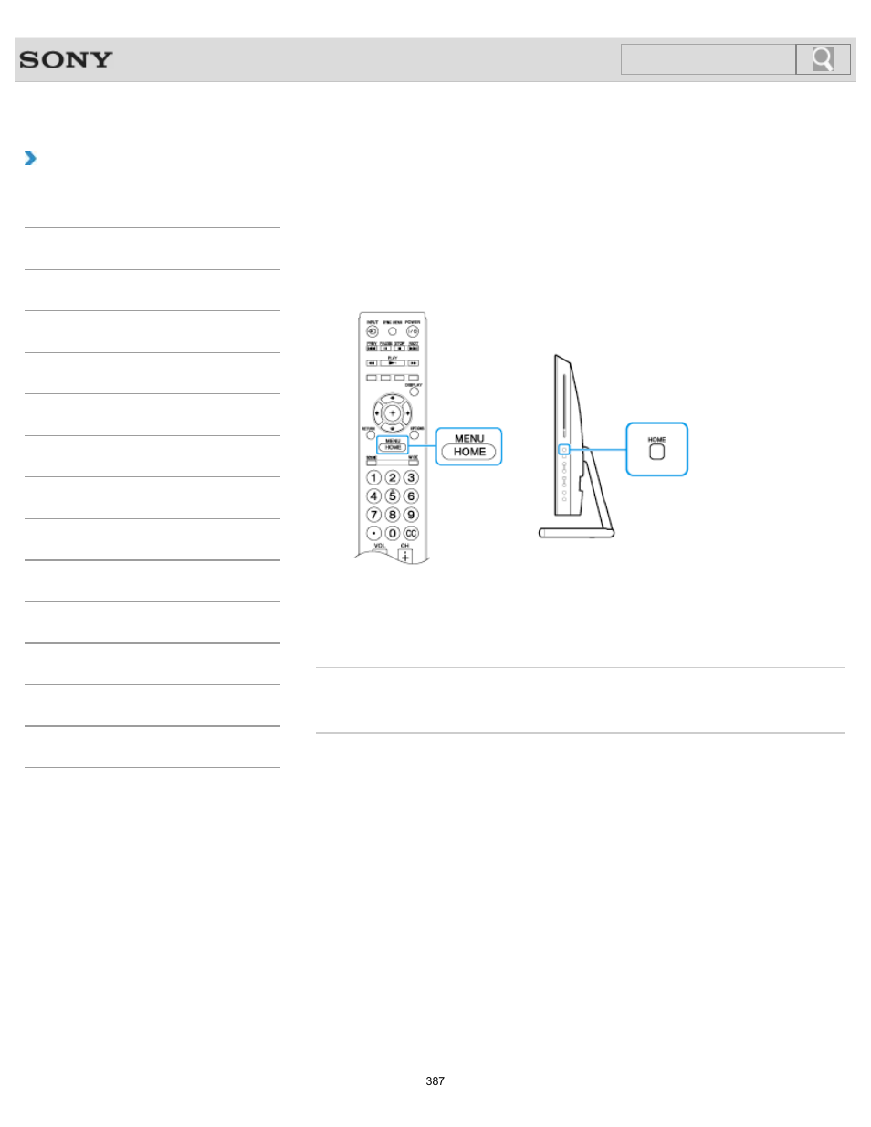 Registering your favorite items (favorites), How to use, Search | Sony SVL241290X User Manual | Page 387 / 535