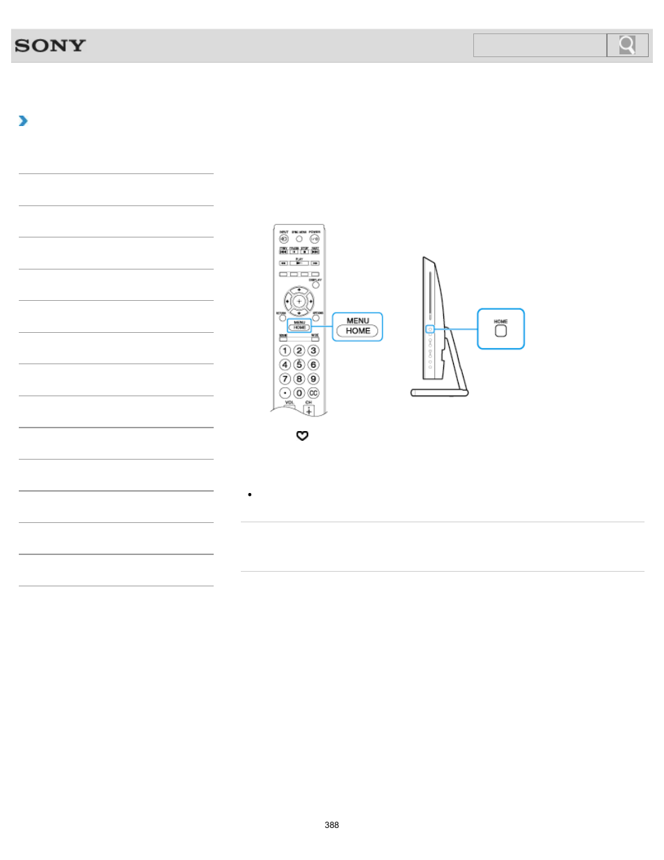 Accessing your favorite items, How to use, Search | Sony SVL241290X User Manual | Page 388 / 535