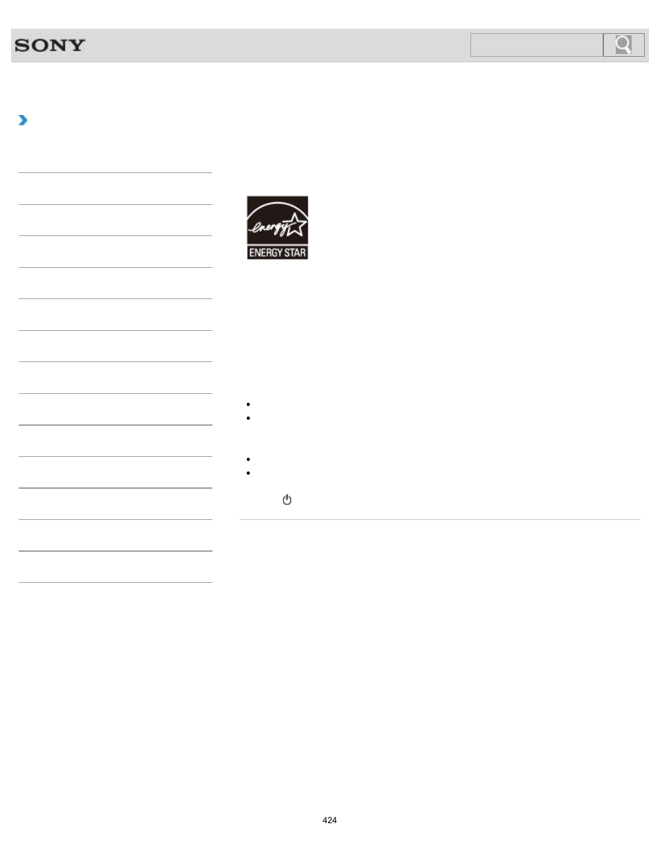 About the international energy star(r) program, How to use, Search | Sony SVL241290X User Manual | Page 424 / 535