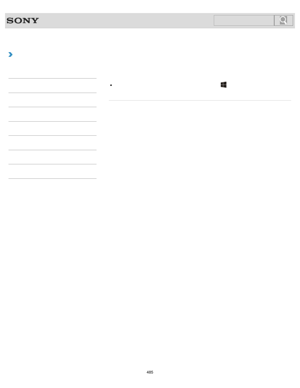 Troubleshooting, Search | Sony SVL241290X User Manual | Page 485 / 535