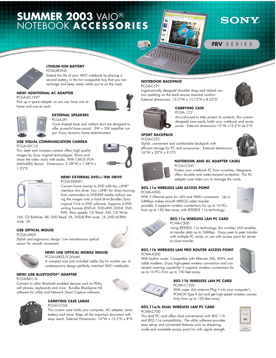 Sony PCG-FRV27 User Manual | 1 page