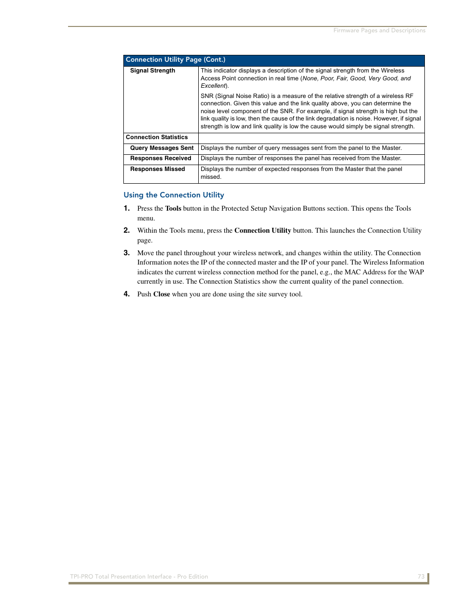 Using the connection utility | AMX TPI-PRO-2 User Manual | Page 79 / 148