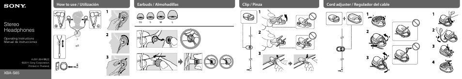 Sony XBA-S65 User Manual | 2 pages