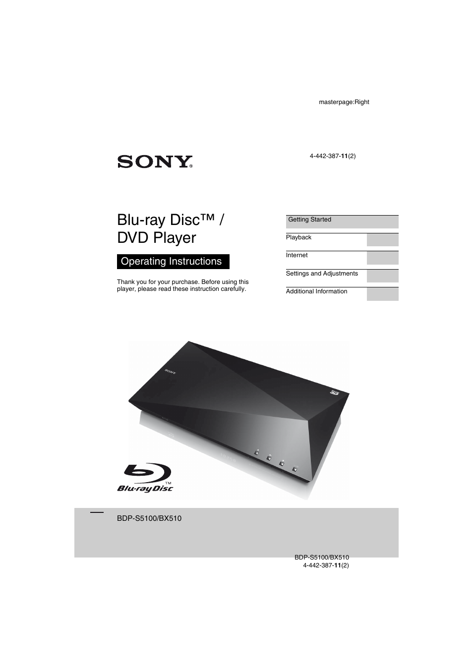 Sony BDP-BX510 User Manual | 44 pages