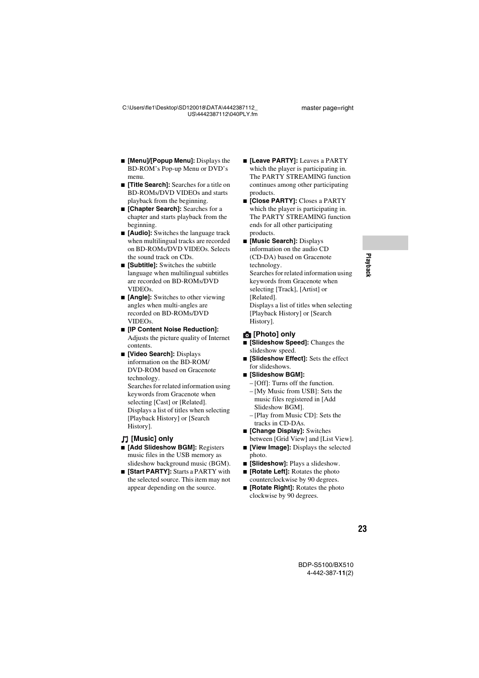 Sony BDP-BX510 User Manual | Page 23 / 44