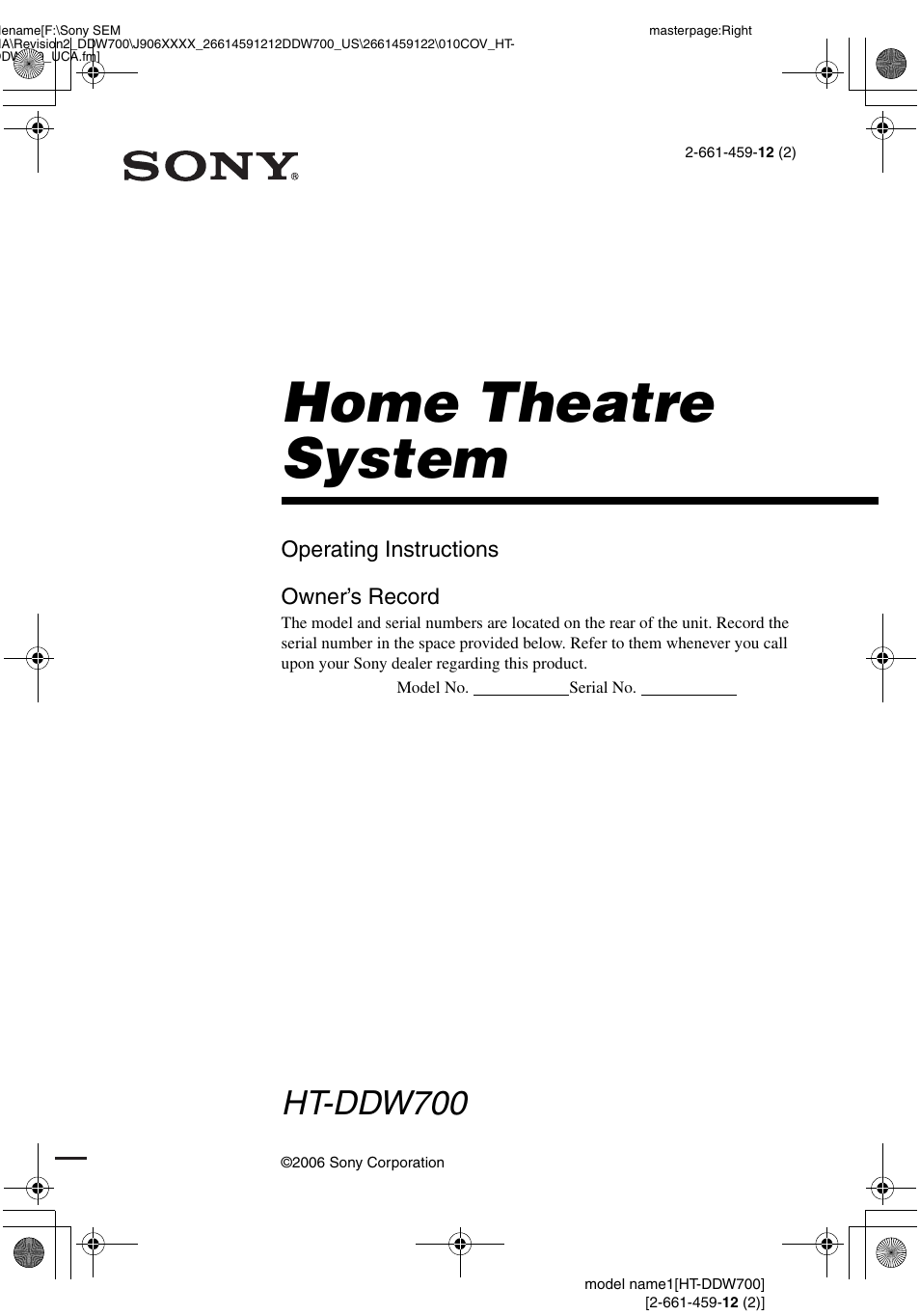 Sony HT-DDW700 User Manual | 60 pages