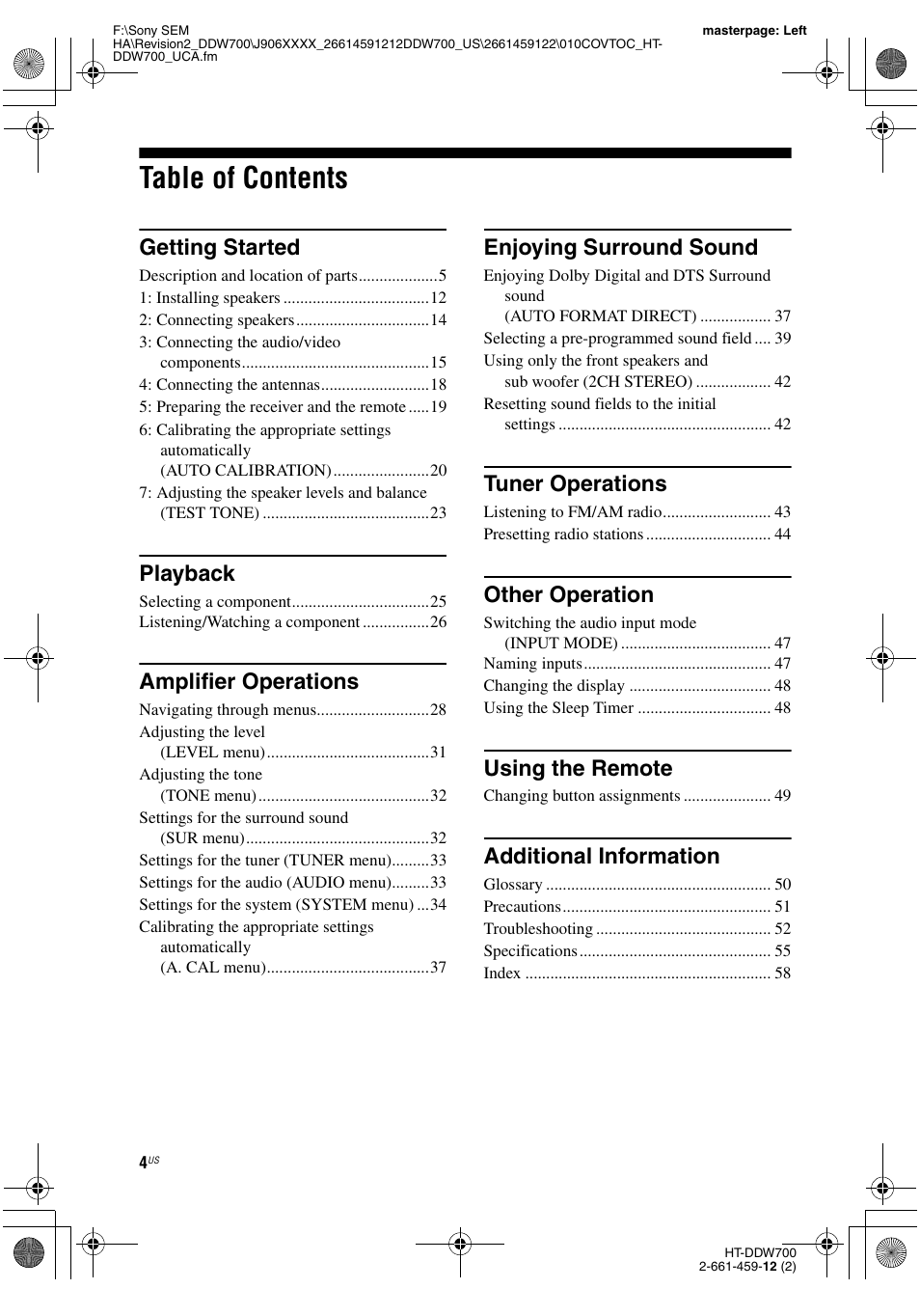 Sony HT-DDW700 User Manual | Page 4 / 60