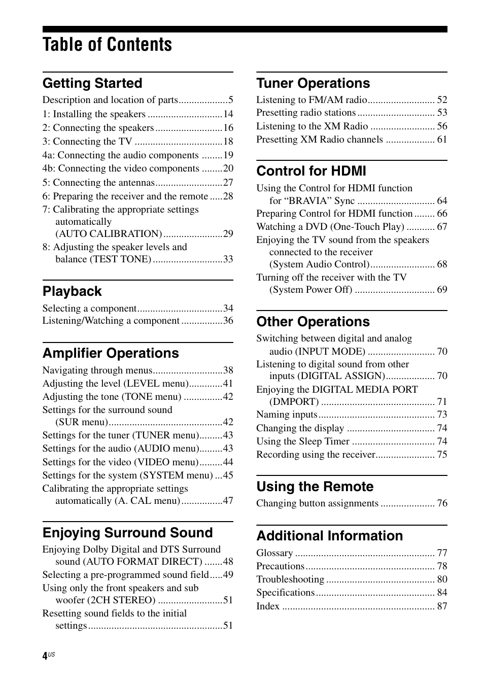 Sony HT-7200DH User Manual | Page 4 / 88