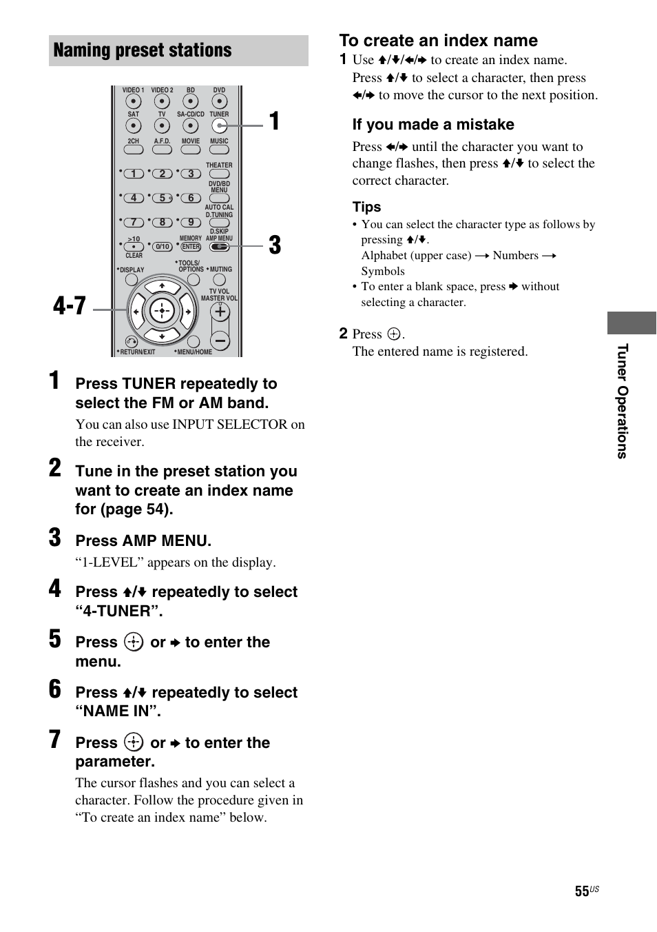 Naming preset stations | Sony HT-7200DH User Manual | Page 55 / 88