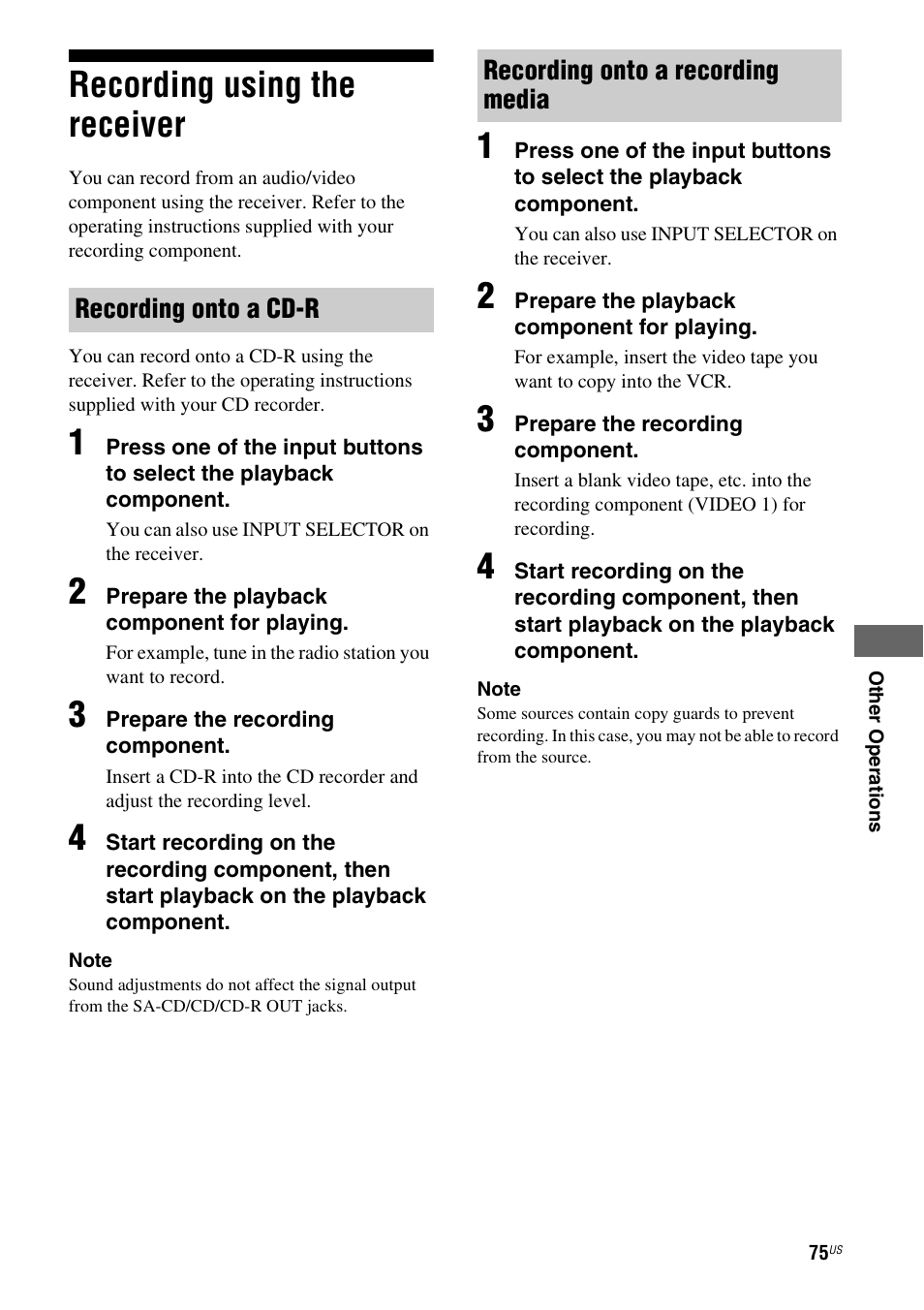 Recording using the receiver | Sony HT-7200DH User Manual | Page 75 / 88