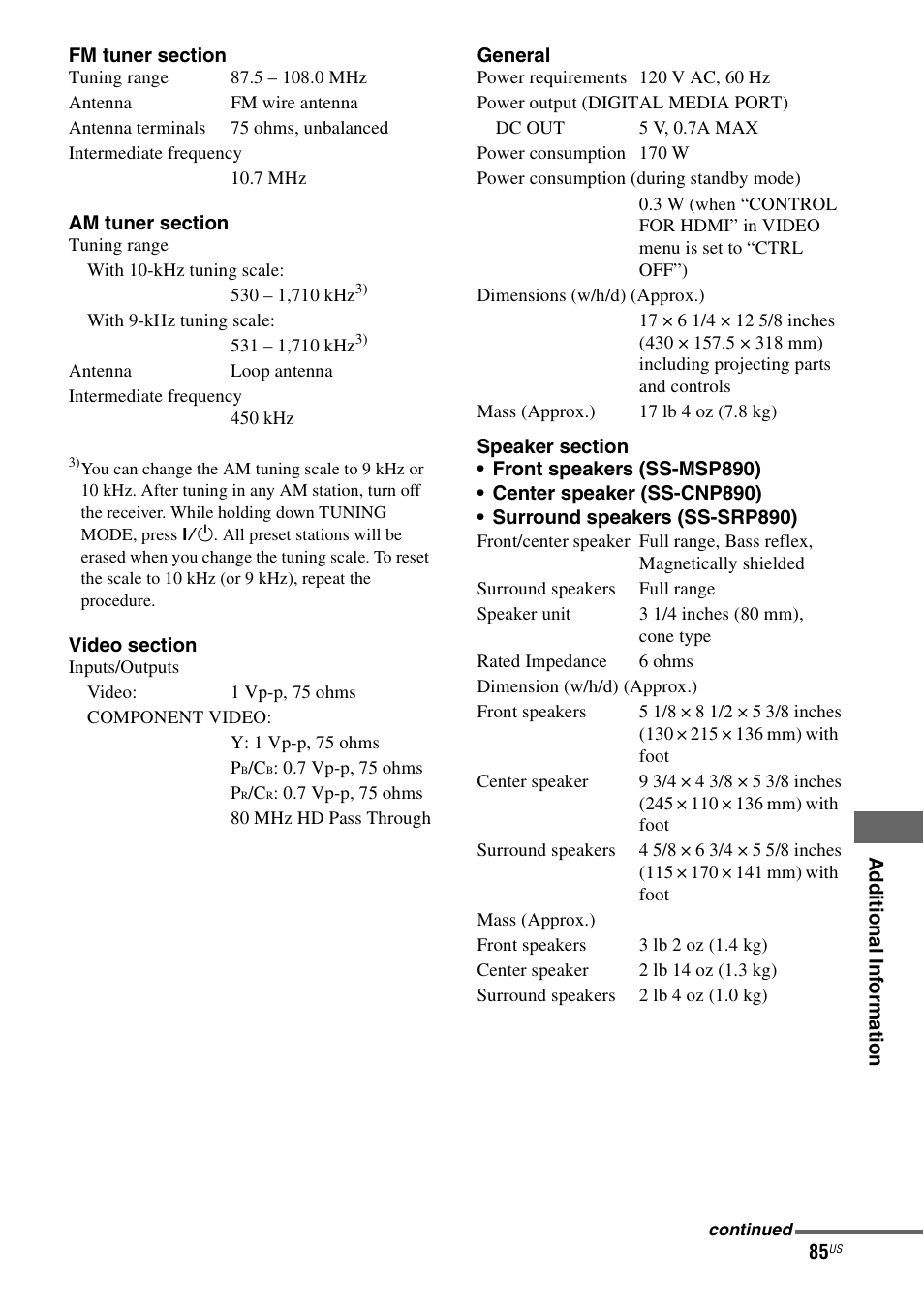 Sony HT-7200DH User Manual | Page 85 / 88