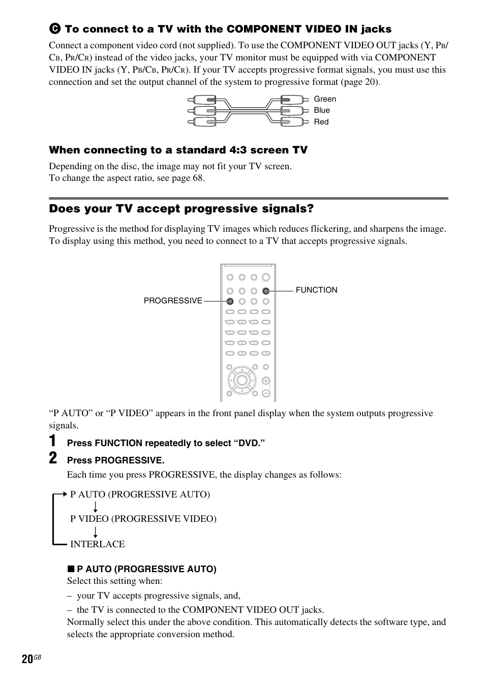 Does your tv accept progressive signals | Sony HCD-DZ100 User Manual | Page 20 / 92