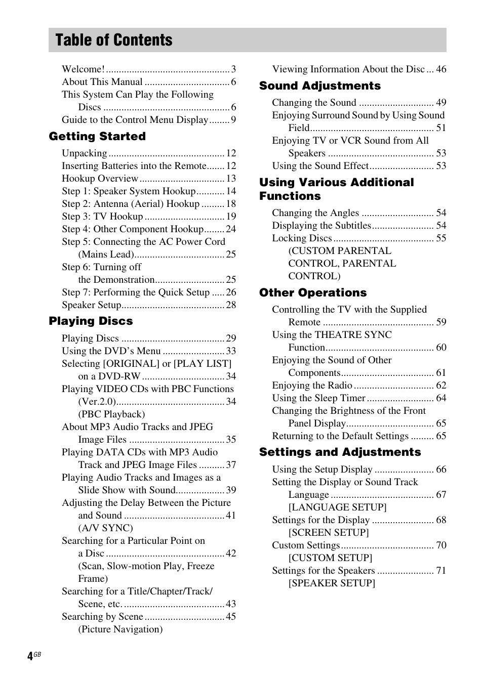 Sony HCD-DZ100 User Manual | Page 4 / 92