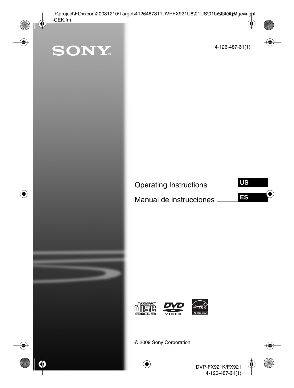 Sony DVP-FX921 User Manual | 40 pages