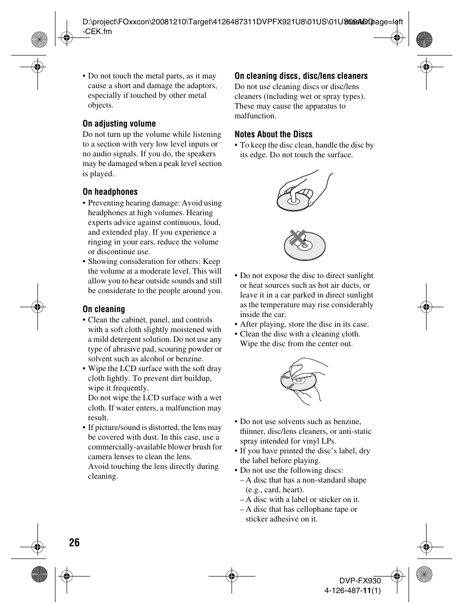 Sony DVP-FX921 User Manual | Page 26 / 40