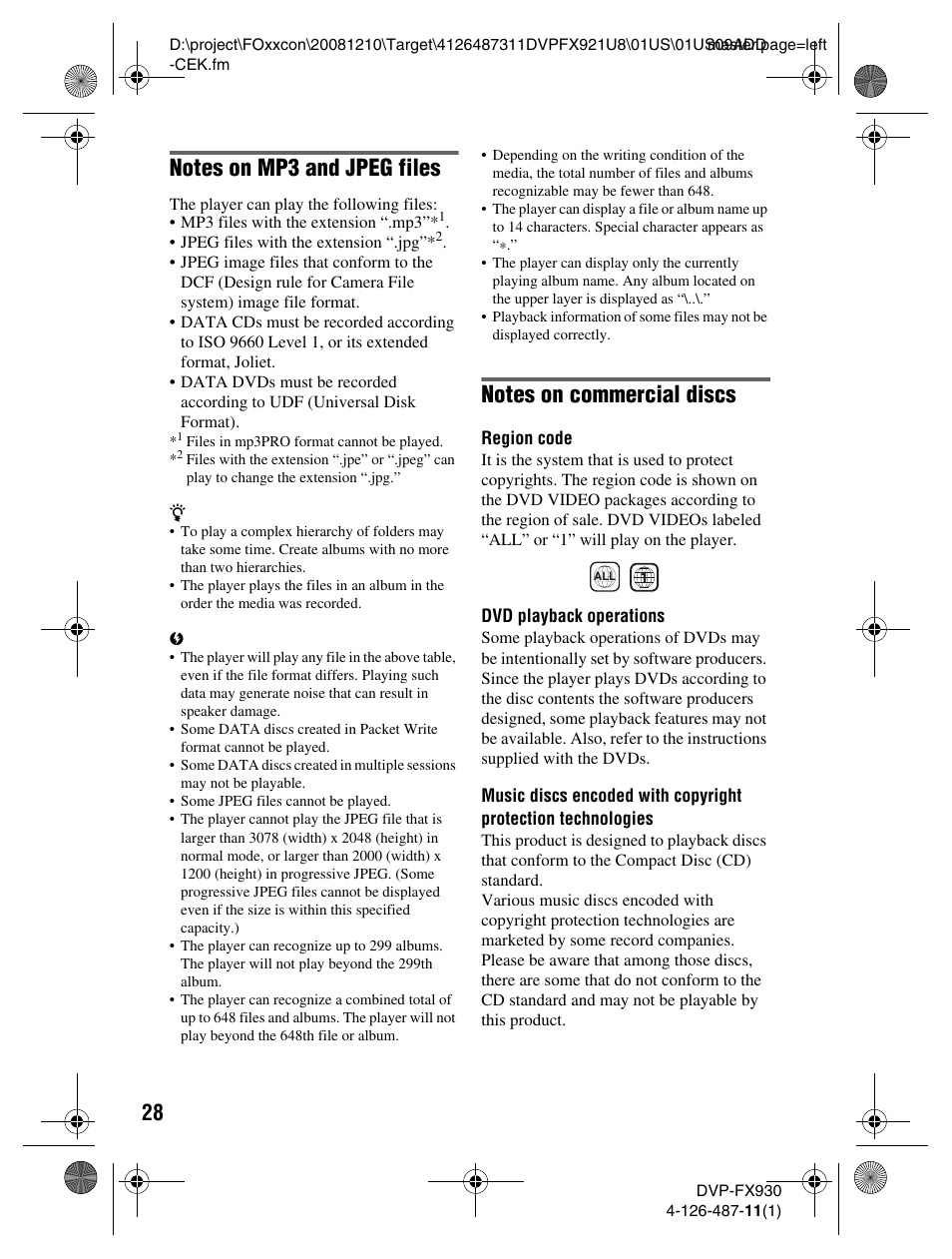 Sony DVP-FX921 User Manual | Page 28 / 40